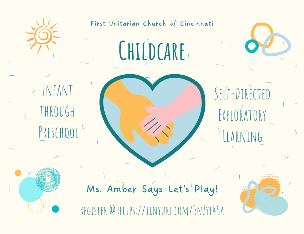 A flyer for Ms. Amber's class.  It contains all the information presented in the text, along with an illustration of a heart, in the center of which are two people holding hands.